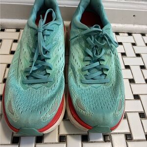 Hoka Aqua and Coral Athletic Shoes